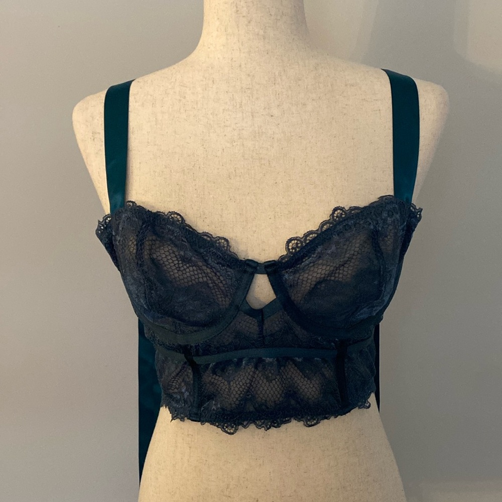 Teal lace corset top
